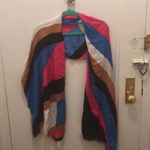 Pink, Blue, Black, Tan & White Scarf